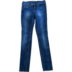 Zara Womens Z1975 Denim Jeans Skinny Mid Rise Pockets Raw Hem Size 4